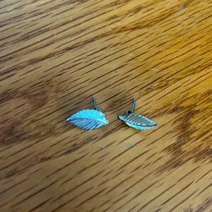 Silver Color Leaf Stud Earrings